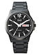 Q&Q Men's Watch Battery with Black Stainless Steel Strap