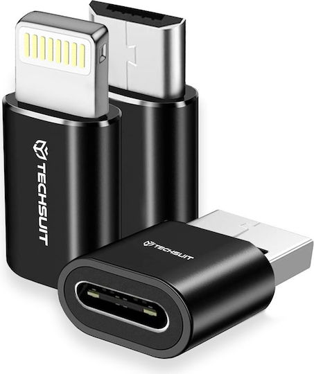 Techsuit Konverter USB-C männlich zu Blitzschlag / USB-A / Micro-USB weiblich 3Stück