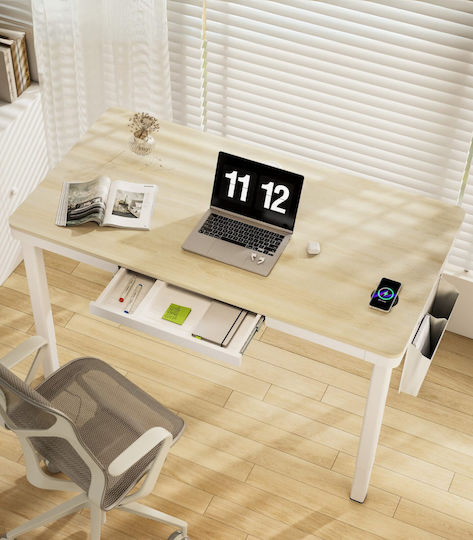 Ηλεκτρικό Γραφείο Ρυθμιζόμενο Ύψος E-desk Quad 150χ80 Cm Οξιά-λευκό 1500x800x710 1190mm