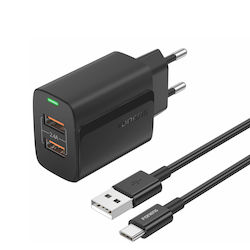 Foneng Charger with 2 USB-A Ports and Cable USB...