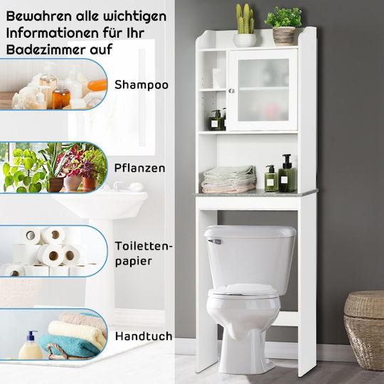 Costway Boden Badezimmerregal Hölzernes 60x30x170cm Weiß