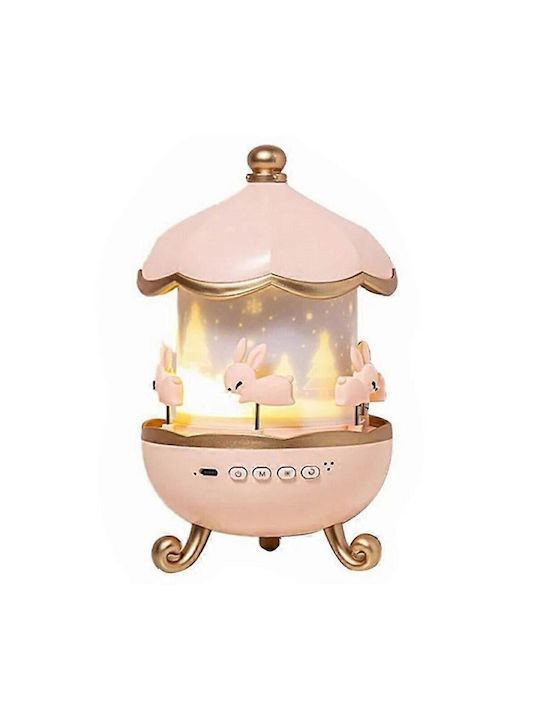 Drehend Kinderprojektorlampe Beleuchtung mit Sternenprojektion Rosa 19.1x11.85x11.85εκ.