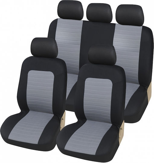Universal Car Seat Covers Set Front-rear Black Gray Textile Material