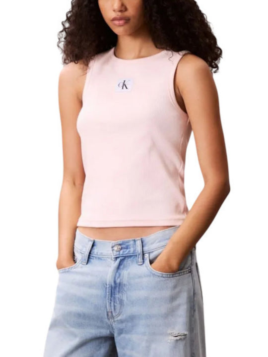 Calvin Klein Damenbluse Baumwollarmes Rosa