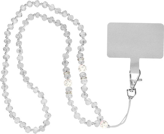 Universal Phone Case Lanyard Pendant Pearls 74cm White