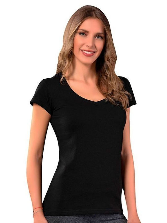 Siyah Inci Mâneca scurta Black Tricou pentru femei