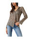 Clouis Langärmelig Damen Hemd Leopard Druck