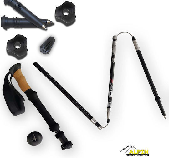 Alpin Pliabile Baston de trekking din aluminiu 1 buc Negru