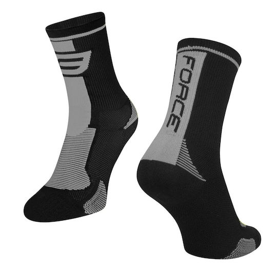Șosete De Ciclism Long Negru Gri Negru Gri