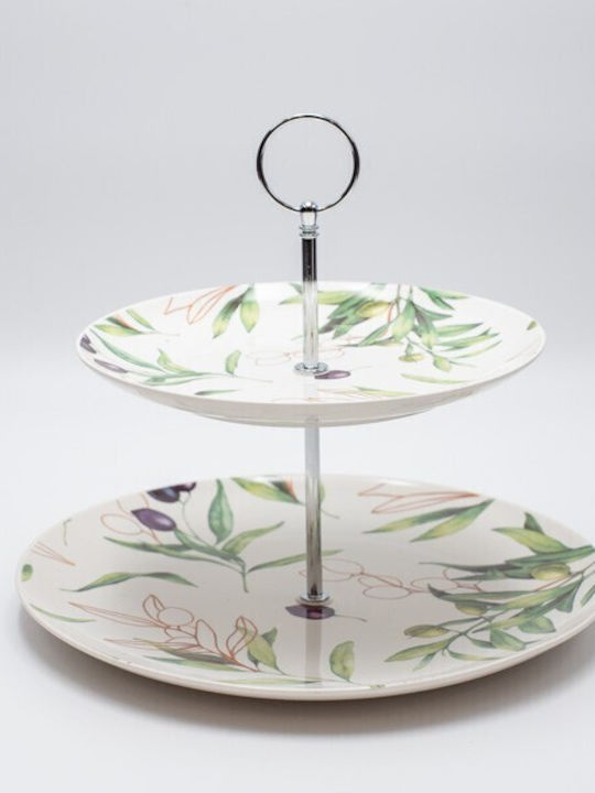 Porcelain Dessert Divided Serving Plate White Ø26cm 2pcs