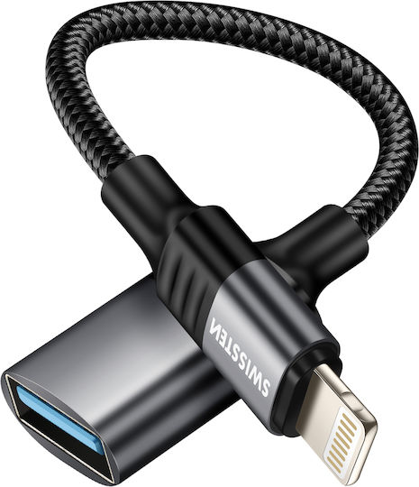 Swissten iPhone Lightning Male to USB Female OTG Adapter Black