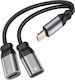 Swissten 2-in-1 Audio Lightning Charging Splitter Braided Nylon Anti-knot Black