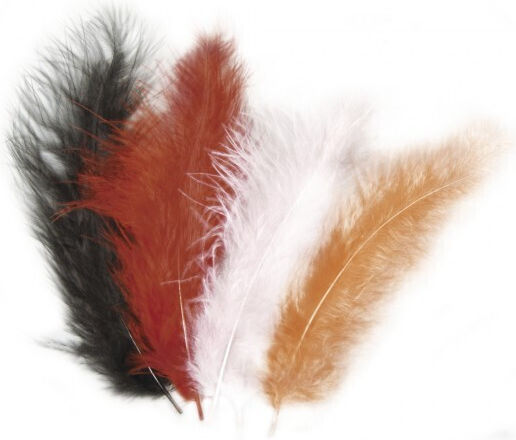 Pompons & Federn 11-15cm 15 Stück Rote Aprikose Weiße Schwarze