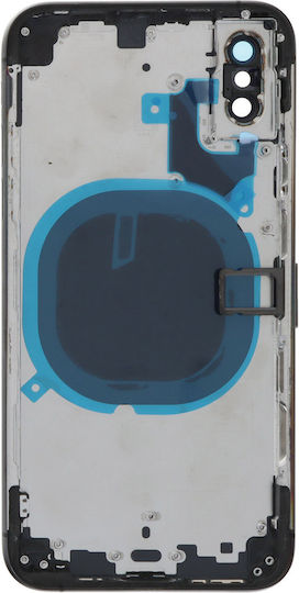 Apple iPhone Xs Middle Frame Battery Door Back Bezel + Small Parts Black Logo OEM