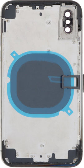 Apple Iphone X Middle Frame Battery Door Back Bezel + Small Parts Black Logo Oem