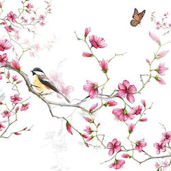 Decoupage Serviette Birds & Blossoms Weiß 1 Stück