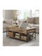Rectangular Central Wooden Coffee Table with Lifting Mechanism Beige 120x60x48cm
