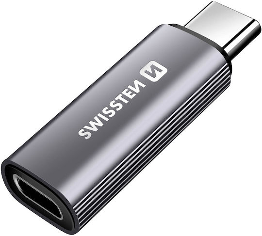 Swissten USB-C Male To Lightning Female 3A Charging Adapter Gray