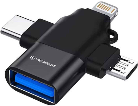 Techsuit Μετατροπέας USB-C / Lightning male σε Lightning / USB-C male 1τμχ