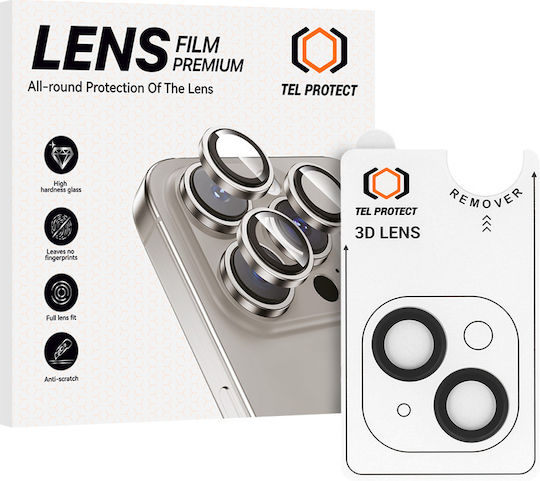Tel Protect Προστασία Κάμερας Tempered Glass Μαύρο για το iPhone 15, iPhone 15 Plus