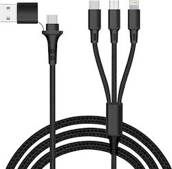 Akashi 5-in-1 Usb Usb-c Zu Usb-c Micro Usb Lightning Ladegerät Kabel Schwarz