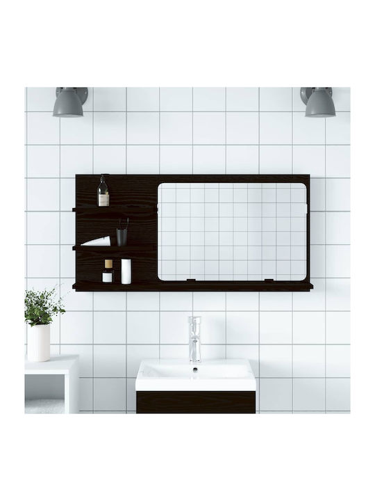 vidaXL Καθρέπτης Μπάνιου με Ράφι & Ντουλάπι 90x11cm Μαύρος