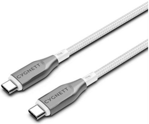 Cygnett USB-C La USB-C Cabluri USB De Tip C Armate Încărcare 100W Sincronizare 480 Mbps 1m Alb