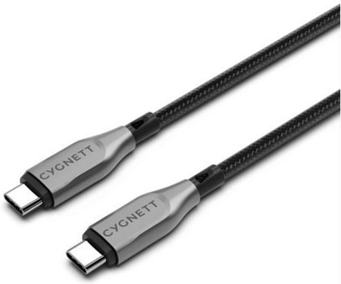 Cygnett USB-C Мъжки Към USB-C Мъжки Брониран Заряд 100W Синхронизация 480 Mbps 50см Черен