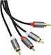 Avizar Audio Kabel 2x RCA-Stecker Zu 2x RCA-Stecker Doppelabschirmung Goldbeschichtete Anschlüsse 3m Schwarze