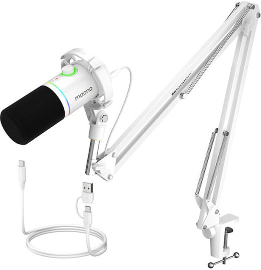 Maono PD200XS Δυναμικό Μικρόφωνο Shock Mounted για Studio σε Λευκό Χρώμα