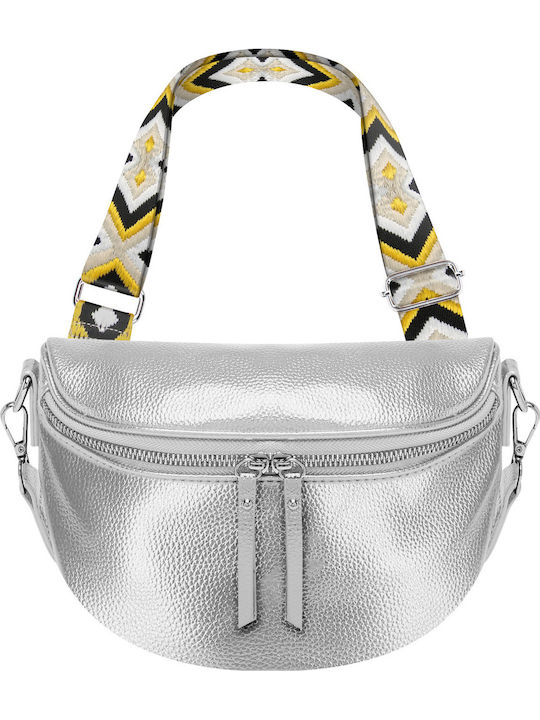 Gallantry Geometric Pattern Crossbody Belt Bag Silver