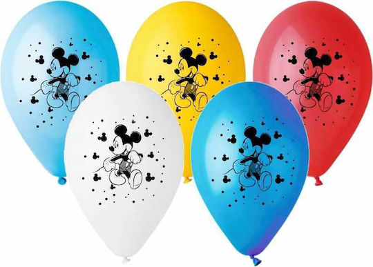 Printed Latex Balloon Mickey Mouse 27cm 12 Inches Colours Red White Yellow Blue Light Blue The Price Is For 1 Piece