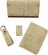 Dino Rossi Handmade Tobacco Pouch and Wallet Set Wicker Design Yellow By Anna's Made In Greece