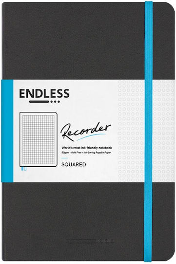 Endless Carnet 16 Foi A5 Pătrată cu Elastic Negru