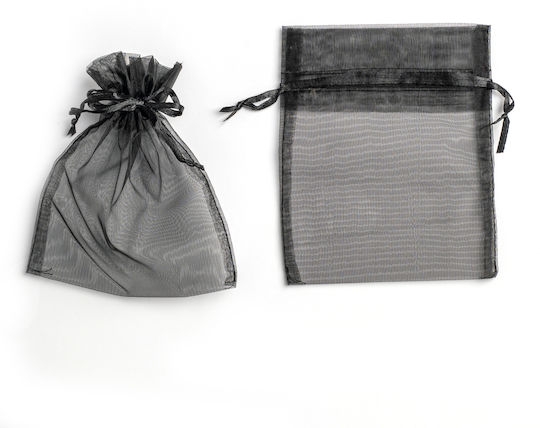 Organza Pouch With Ribbon 14cm X 11.5cm Set Of 10 Pieces Pouoxxxx-140114 Black