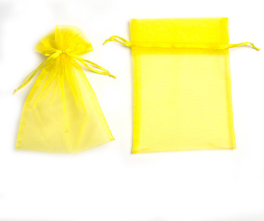 Πουγγί Οργάντζας Κορδελίτσα 17cm X 12cm Σετ 10τεμ Pouoxxxx-170125 Κίτρινο
