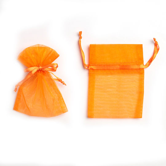 Πουγγί Οργάντζας Κορδελίτσα 10cm X 7.5cm Σετ 10τεμ Pouoxxxx-100075 Πορτοκαλί
