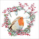 Christmas Decoupage Napkin 1 Piece Robin Wreath