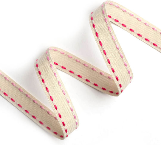 Linen Ribbon Zigzag Two-Tone 15mm 20m Hb21x05x Fuchsia