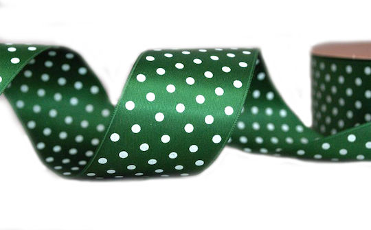 Satin Double Face Polka Dot Ribbon 38mm 50m Cypress