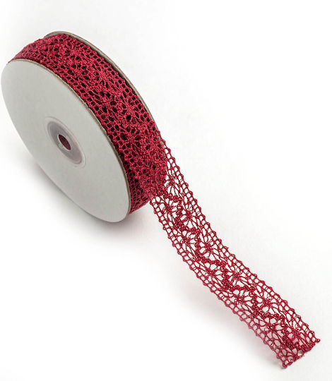 Dantelă Bandă Tricotată 22mm 10m Lacxxxxx-x22x10 Bordo