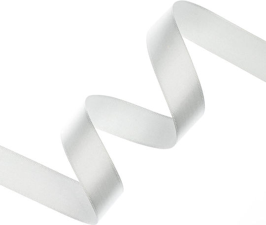 Satin Single Face Ribbon Organza 20mm 100m Silver