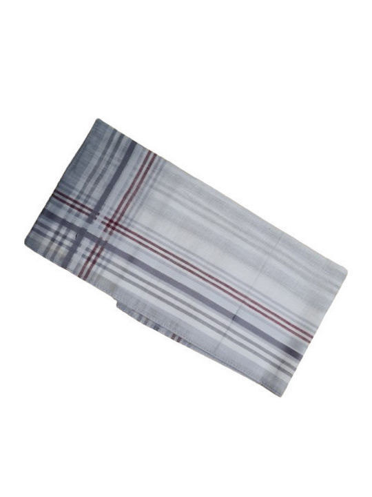 Men's Cotton Gray Striped Pocket Handkerchief