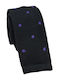 Knitted Tie Black Purple Polka Dot 5cm