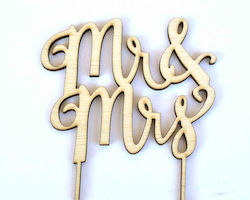 Ξύλινο Topper Τούρτας Mr & Mrs Καλλιγραφικό
