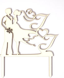 Wooden Newlyweds Cake Topper