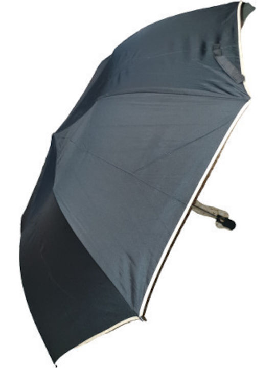 Umbrella Automatic Compact Very Large Opening 124cm Color Black Ecru Trim on Edge Length 53cm