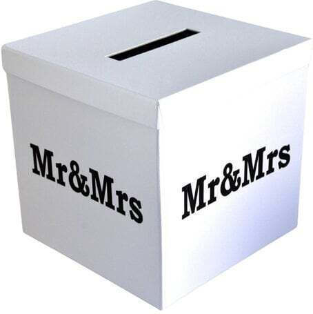 Кутия за пожелания Хартиена 22х22х22см Mr & Mrs Бяла