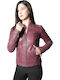 Bo-lima Damen Lederjacke Burgundisch