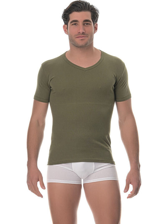 Tricou De Corp Pentru Bărbați Konto Mânecă Scurtă V Echipată Liniată Lido Underwear Color Camuflaj 100% Bumbac